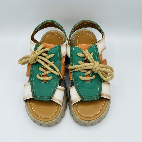 Cooer Shoes Womens Size 8-8.5 EU39 Lace Sandal Platform Chunky Heel Y2K Huarache - Picture 6 of 12